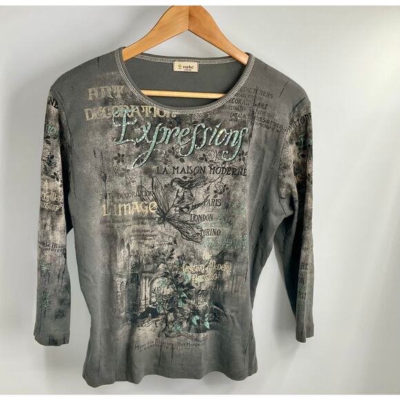 CACTUS Vintage 90s Y2K Top Whymsigoth Fairy Paris La Maison Art XL Made in USA - Picture 2 of 9